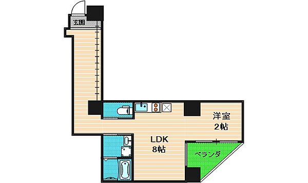 b.UEMACHIDAI ｜大阪府大阪市中央区上本町西3丁目(賃貸マンション1LDK・8階・38.23㎡)の写真 その2