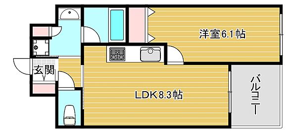 サーパス松屋町筋 602｜大阪府大阪市中央区農人橋2丁目(賃貸マンション1LDK・6階・38.21㎡)の写真 その2