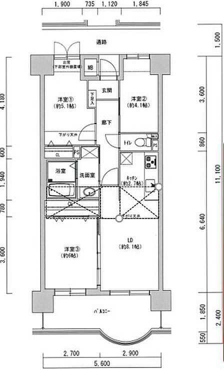 3LDK 間取り