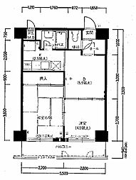 朝日プラザ心斎橋北 2DKの間取図画像