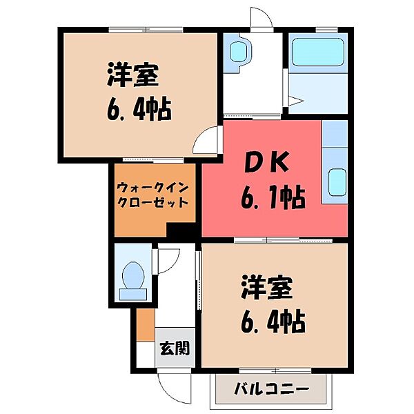 フォレッツA ｜栃木県下都賀郡野木町大字潤島(賃貸アパート2DK・1階・46.70㎡)の写真 その2