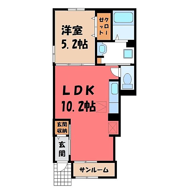 エスポワール A ｜群馬県伊勢崎市連取元町(賃貸アパート1LDK・1階・40.02㎡)の写真 その2