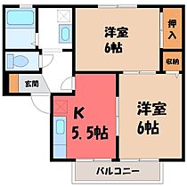 セジュール金谷Ａ  ｜ 茨城県古河市女沼（賃貸アパート2K・2階・41.40㎡） その2