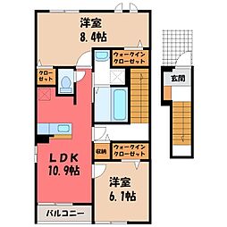 サニーコーポ II 2階2LDKの間取り