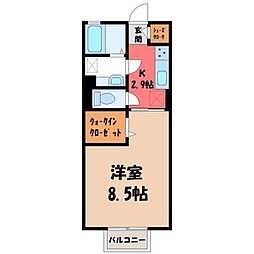 グローリアB 1Kの間取図画像