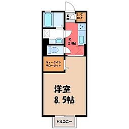 アリエッタB 1Kの間取図画像