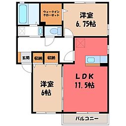 リビングタウン古河南D 2LDKの間取図画像