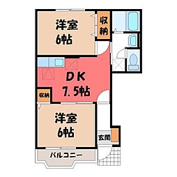ジャン・アラモード1 2DKの間取図画像