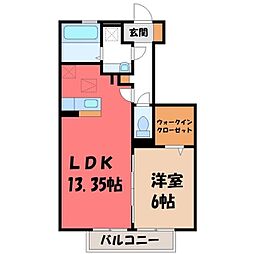ルミエールB 1LDKの間取図画像