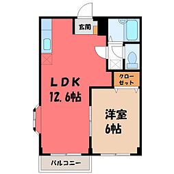 メゾン・ド・ソワールノザキ 1LDKの間取図画像