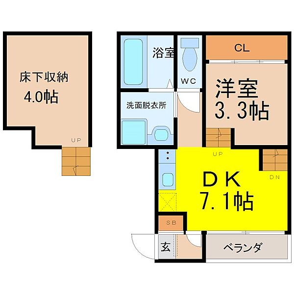 ハーモニーテラス二番V ｜愛知県名古屋市熱田区二番２丁目(賃貸アパート1SLDK・1階・28.16㎡)の写真 その2