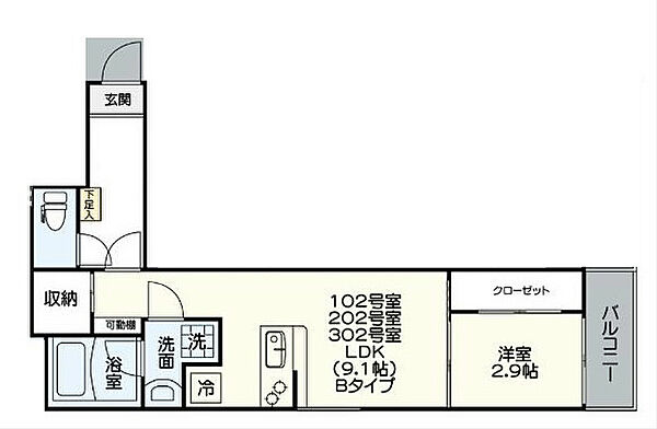 アルバーノ中村vermilion ｜愛知県名古屋市中村区中村本町２丁目(賃貸アパート1LDK・3階・34.47㎡)の写真 その2