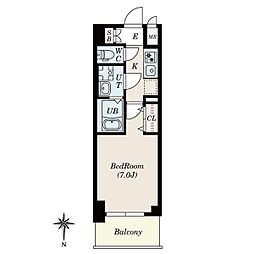 S-RESIDENCE名駅NorthII 7階1Kの間取り