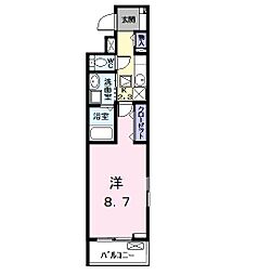 エスポワールII 2階1Kの間取り