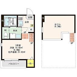 仮称）ハーモニーテラス道徳新町五丁目（2） 1階1SKの間取り