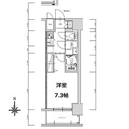 S-RESIDENCE亀島駅前ascent 4階1Kの間取り