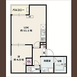 Jack aichiI 1階1LDKの間取り