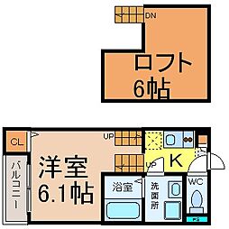 アーク東海通 1階1SKの間取り