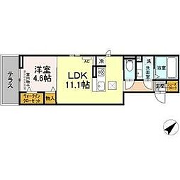 スリーエイト　キミ 1階1LDKの間取り