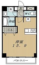 Canal East 1階ワンルームの間取り