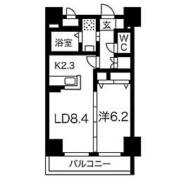 プランドールナカムラ 14階1LDKの間取り