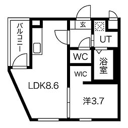 COCONE NAGOYA NORTH 2階1LDKの間取り