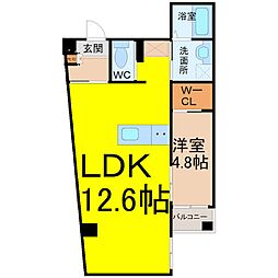 ミルノア尾頭橋 4階1LDKの間取り
