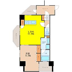 さくらHills ARAKO 9階1LDKの間取り