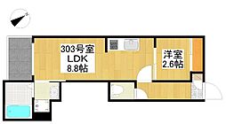 REGALEST下小田井 3階1LDKの間取り