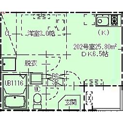 CREST浄心 1階1DKの間取り