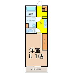 リブリ・Garden Quartz 1階1Kの間取り