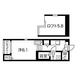 ハーモニーテラスルミナス東海通 1Kの間取図画像