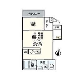 アルバーノ中村バーミリオン 1LDKの間取図画像