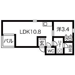 Neo港楽 1LDKの間取図画像