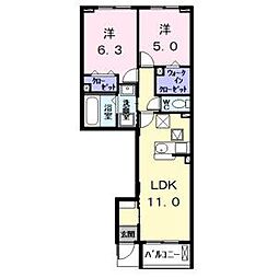 エスポワール プランタン 2LDKの間取図画像