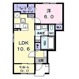 ルミエール 1LDKの間取図画像