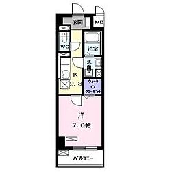 名古屋市営名港線 日比野駅 徒歩8分の賃貸マンション 3階1Kの間取り