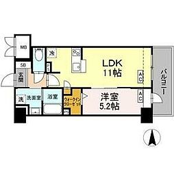 名古屋市営東山線 亀島駅 徒歩7分の賃貸マンション 6階1LDKの間取り