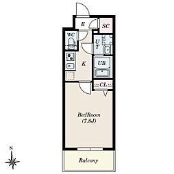 S-RESIDENCE尾頭橋beaute 2階1Kの間取り