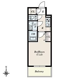 S-RESIDENCE尾頭橋clarity 2階1Kの間取り