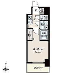S-RESIDENCE尾頭橋clarity 8階1Kの間取り