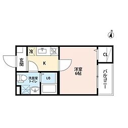 supersunny日比野 1階1Kの間取り