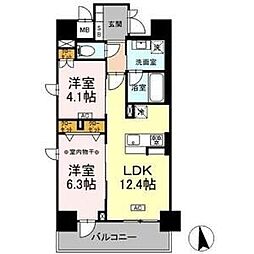 Cedar Noritake 8階2LDKの間取り