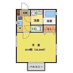 ボワデール 4階1Kの間取り