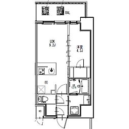 S-RESIDENCE金山epure 9階1LDKの間取り