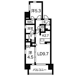 ローレルアイ名駅東 9階2LDKの間取り