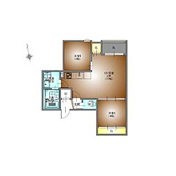 REGALEST SKY 志賀本通 1階2LDKの間取り