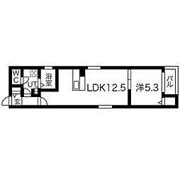 DEVELD橘 1LDKの間取図画像