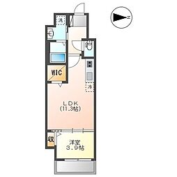 グランソレイユ大須白川 1LDKの間取図画像