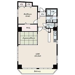 スリーアイランドタワー葵 1LDKの間取図画像